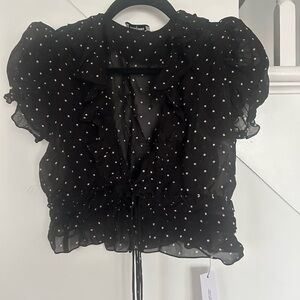 Rumored clothing Black Polka Dot semi sheer crop